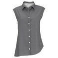 thumbnail image 4 of Breezora Womens Oversized Button Down Shirt Sleeveless Collared Top Lightweight Cotton Linen Blend Work Casual Summer Blouse L Size Grey, 4 of 8