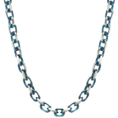 Men's Stainless Steel Jewelry/Blue IP Ion Plated Diamond Cut 20 Two-Tone Cable Chain Necklace, (Best Way To Cut Steel Cable)