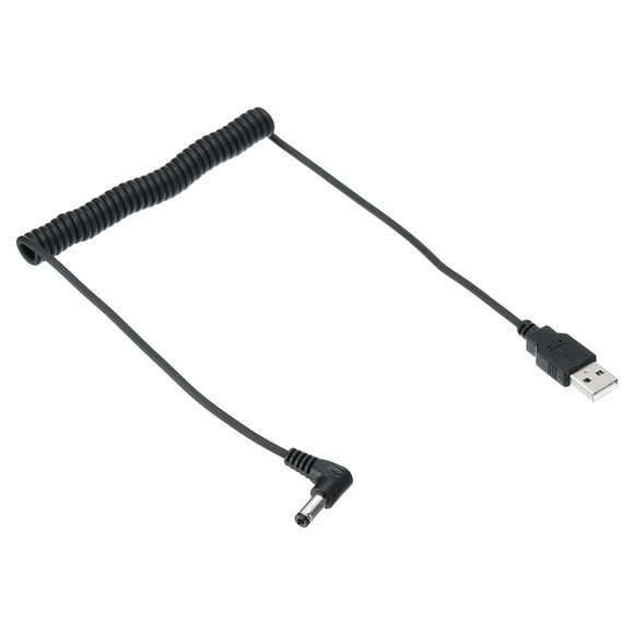 Unique Bargains USB 2.0 a Male to DC 5.5mm x 2.1mm Coiled Cable, 90 Degree Angled Elastic Wire Adapter Connector Cable Cord