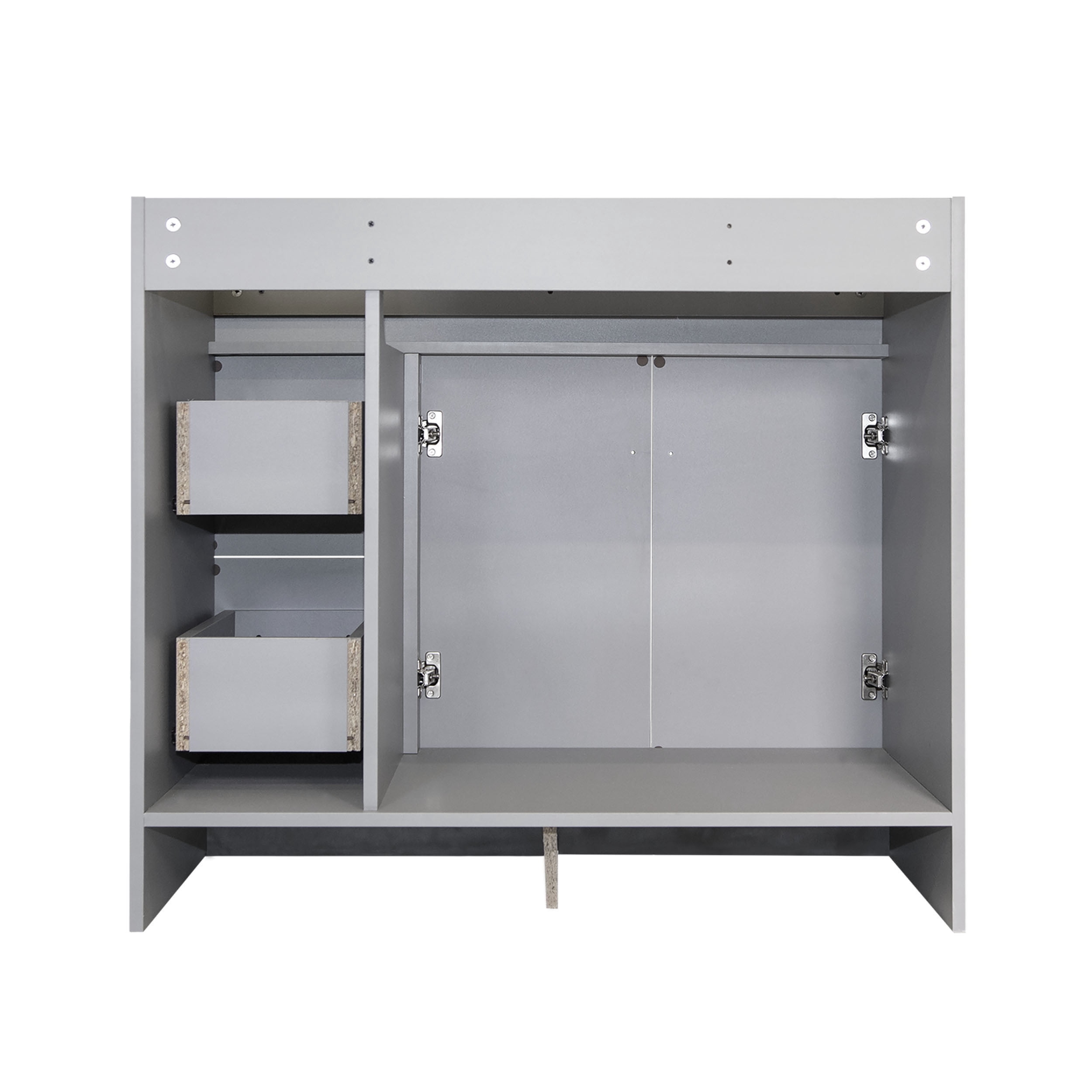 Design House Wyndham 36" Solid Wood Ready to Assemble 2-Door and 2-Drawer Bathroom Vanity Cabinet, Gray