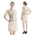 thumbnail image 2 of Summer Dress For Women 1920s Vintage Flapper Great Gatsby Fringe Beaded Dresses Prom Cocktail Prom Sequin Tassels Size S-3XL,Apricot,L, 2 of 7