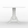 thumbnail image 4 of 5-PC - 42" Round Double Drop-Leaf Dining Table + Slat Back Dining Chairs Dining Set in White, 4 of 10