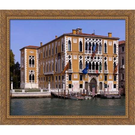 Palazzo Grand Canal in Venice, Italy 34x28 Large Gold Ornate Wood Framed Canvas Art