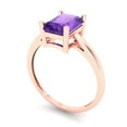 thumbnail image 2 of Solitaire Engagement Ring for Women - 2ct Natural Amethyst in 14K Rose Gold Promise Ring, 2 of 6
