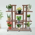 thumbnail image 4 of Miumaoev Plant Stand Indoor Plant Shelf, Wooden Flower Holder, Tiered Plant Rack with Detachable Wheels for Garden, Balcony, Patio, Corner, Window, Living Room (9 Tiers, 17 Pots), 4 of 12