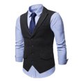 thumbnail image 4 of IROINNID Men's V-Neck Peak Lapel Sleeveless Solid Color Comfy Single-breasted Vest Gilet Fit Breathable Business Streetwear Jacket, 4 of 8