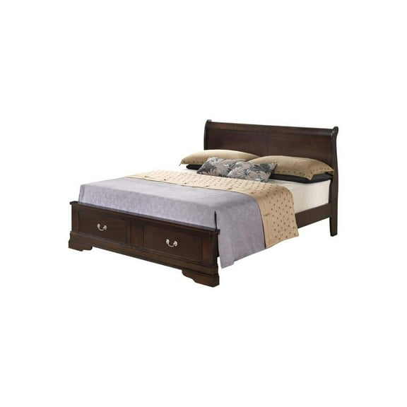Glory Furniture Louis Phillipe King Storage Bed in Cappuccino