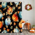 thumbnail image 2 of Fall Thanksgiving Shower Curtains for Bathroom, Orange Blue Pumpkins Maple Leaf Black Waterproof Fabric Shower Curtain for Bathroom Bathtub Decoration, Machine Washable, 72"x72", 2 of 9