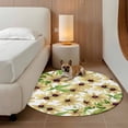 thumbnail image 3 of Light Yellow Sunflower Round Living Room Rugs 3.3 ft, Watercolor Flower Green Leaf Spring Country Washable Area Rug with Non-Slip Sturdy Edge Binding Round Front Door Mat Floor Carpet for Entryway, 3 of 9