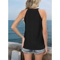 thumbnail image 6 of Tank Top for Women Loose Fit High Neck Sleeveless Halter Tops Casual Eyelet Summer Flowy Shirts Blouse Black XL, 6 of 8