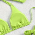thumbnail image 3 of Generic Women's 2 Piece Swimsuit Solid Color Sexy Halter Triangle Tie Side Bikini Set Swim Tops and Thongs, 3 of 5