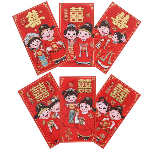 FRCOLOR 6pcs Wedding Red Envelopes Chinese Style Red Envelopes for Money Elegant Red Envelopes with Traditional Elements for Cash Gifts for Weddings Celebrations