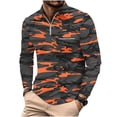 thumbnail image 2 of Zylanna Men's Long Sleeve Polo Shirts with Chest Pocket, Spring Fall Printed Slim Fit Turndown Collar Casual Pullover Tops for Man Watermelon Red, 2 of 5
