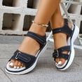 thumbnail image 4 of Walking Sandals for Women Thick Soft Sole Strappy Beach Shoes Comfortable Footbed Open Toe Lightweight Casual Summer Athletic Footwear Black Size 9.5, 4 of 6