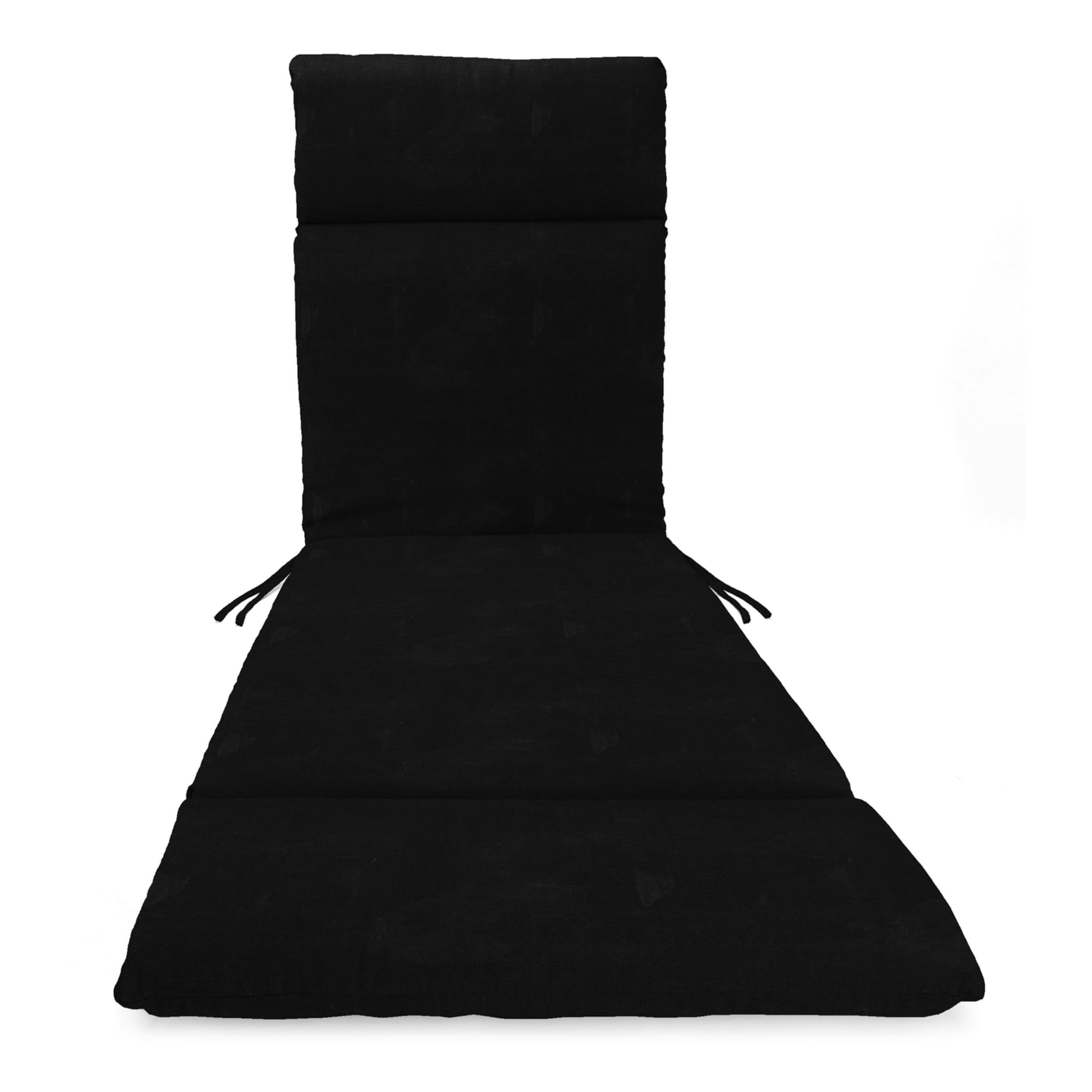 Jordan Manufacturing 75.5" x 22" Canvas Black Solid Rectangular Outdoor Chaise Lounge Cushion with Ties