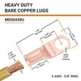 thumbnail image 2 of SELTERM 4 AWG 3/8" Ring Battery Cable End Terminal Lugs Bare Copper 10ea, 2 of 3