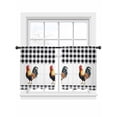thumbnail image 2 of Black White Plaid Rooster Semi Sheer Curtains 45 Inch Length 2 Panels Set, Vintage Farmhouse Checkered Sheer Kitchen Curtain Privacy Voile Window Curtain for Living Room Bedroom Rod Pocket Drapes, 2 of 7