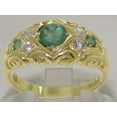 thumbnail image 2 of LBG 14k Yellow Gold Cubic Zirconia and Natural Emerald Womens Band Ring - Size 11.75, 2 of 6