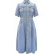 thumbnail image 3 of Women's Vintage Denim Dress Casual Short Sleeve Button Down Lapel Swing Midi Jeans Dress With Pockets, 3 of 5