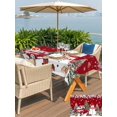 thumbnail image 4 of Outdoor Tablecloth with Umbrella Hole and Zipper, Red Christmas Rectangle Table Cloth 52x70 Inch Waterproof Tablecloth, Xmas Snowman Truck Tree Balls Picnic Table Cover for Patio Camping, 4 of 7