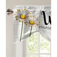 thumbnail image 3 of Tie Up Valance Curtain for Kitchen, Funny Animal Cute Panda Sitting Toilet Rod Pocket Short Curtains Adjustable Tie-Up Shade Valances, Farm Daisy Flower Window Treatment for Bathroom Living Room Bedroom, 3 of 7