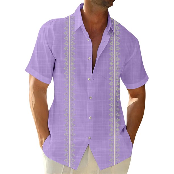 Hawaiian Shirt For Men, Men's Vintage Button Down Bowling Shirts Short Sleeve Summer Beach Shirt L