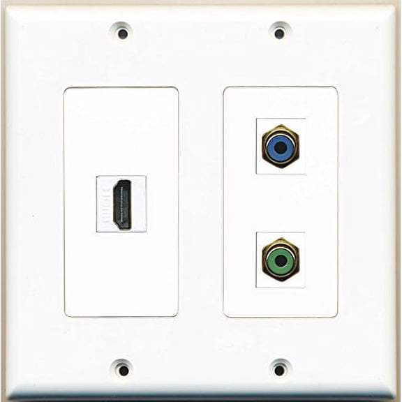 RiteAV - 1 Port HDMI 1 Port RCA Green 1 Port RCA Blue - 2 Gang Wall Plate