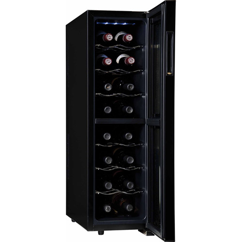 Haier 16 Bottle Capacity Dual Zone Wine Cellar Black Hvtec16dabs Walmart Com Walmart Com