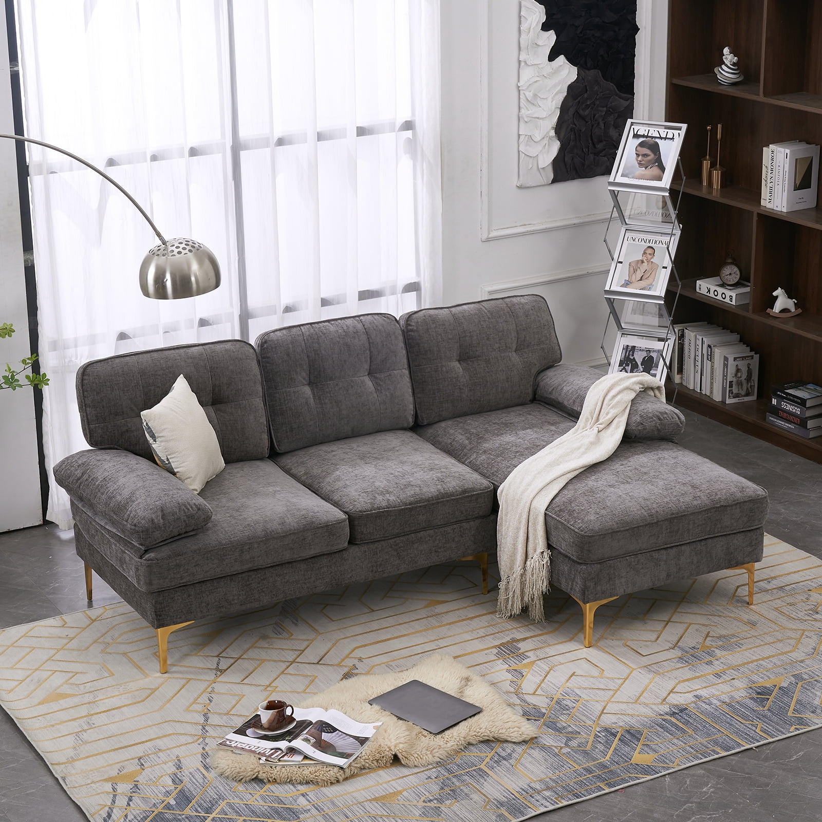 LShaped Sectional Sofa, 3Seat Indoor Modular Living Room Sofa with