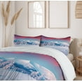 thumbnail image 6 of Ambesonne Landscape Duvet Cover Sets, Sunset Snowy Winter, 2-King, Dark Coral Sky Blue, 6 of 7
