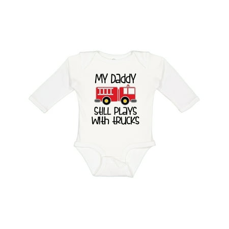 

Inktastic Firefighter Daddy Plays with Trucks Gift Baby Boy or Baby Girl Long Sleeve Bodysuit