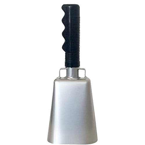 cowbell with stick rubber grip handle and builtin clapper 10 steel