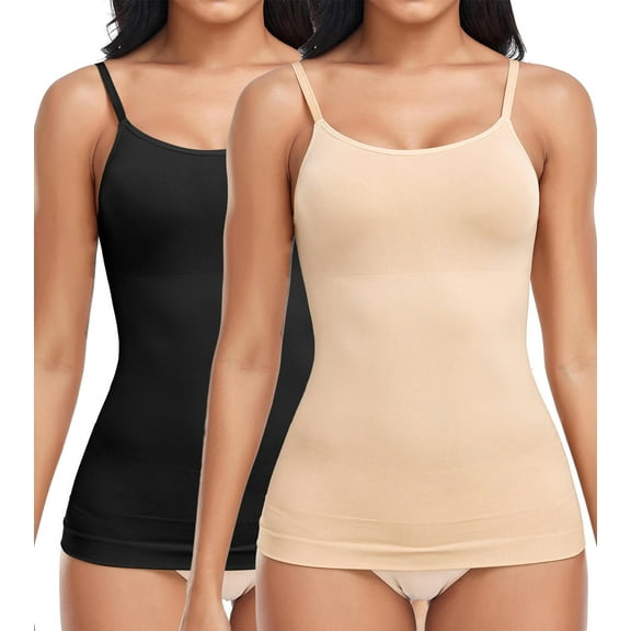 MANIFIQUE 2 Pack Compression Tank Cami - Tummy and Waist Control Body Shapewear Camisole for Women