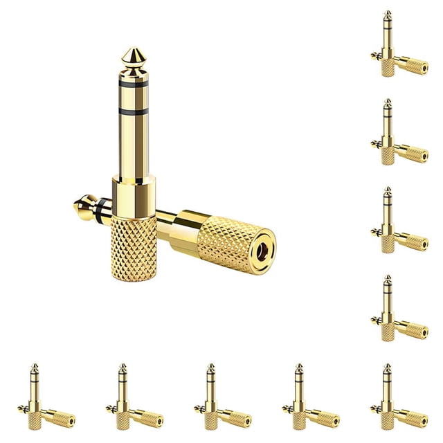 Matsuzay Headphone Adapter Jack Converter Stereo Dual Treads Channel Audio Plug Process Degree Plating 360 Grip Gold Cost-effective 3.5 a 6.5 oro 10Conjunto