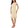 thumbnail image 5 of INSPIRE CHIC Women's Floral Lace Cap Sleeve Boat Neck Cocktail Wedding Guest Midi Dresses Gold S, 5 of 7