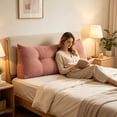 thumbnail image 3 of Triangle Reading Pillow Wedge Headboard Large Back Support Cushion, Tufted Cotton Linen Bolster for Sitting Up in Bed, Daybed Rest Pillow Lumbar Support Leg Positioning Comfort, 3 of 3