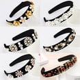 thumbnail image 6 of Western Style Rhinestone Fabric Wide Brim Headband Headwear Retro Hair Band Headband 22, 6 of 8