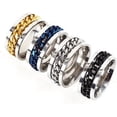 thumbnail image 1 of 4 Colours Men Fashion Domineering Titanium Steel Rotating Rings Jewelry Chain Ring,black,7, 1 of 5