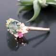 thumbnail image 3 of Hexagon Moss Agate Engagement Ring Ruby Cluster Wedding Jewelry Nature Inspired Proposal Ring Multi Gemstone Gift Ring, 3 of 4