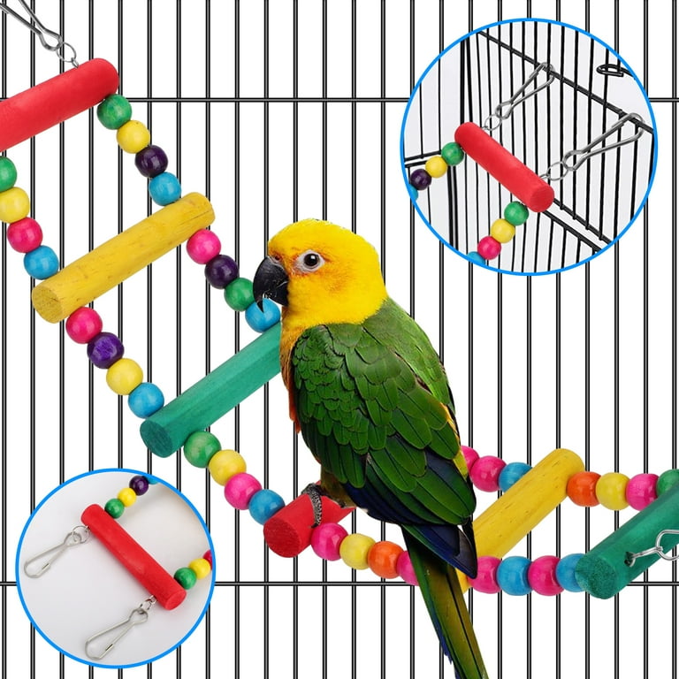 TSV 6pcs Bird Toys Colorful Bird Cage Accessories for Parakeets Cockatiels Parrots Love Birds