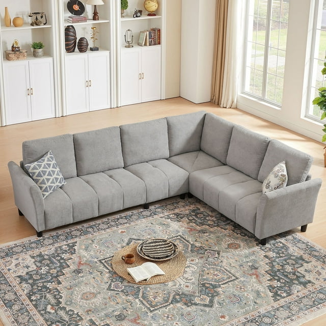 Pingliang Home Canapé Sectionnel Convertible de 102 Pouces, Canapé Moderne Surdimensionné Rembourré à 6 Places en Forme de L, Canapé d'Angle, Ensemble de Canapé Réversible pour Salon, Appartement, Bureau, Studio