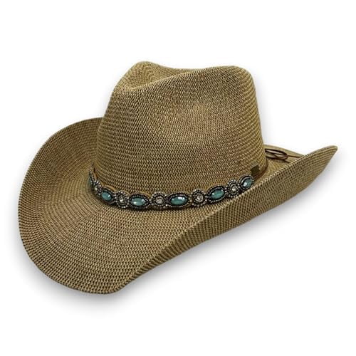 TheAmericanHats, Women's Cowboy & Cowgirl Poly Knit Hat with Rhinestone Trim