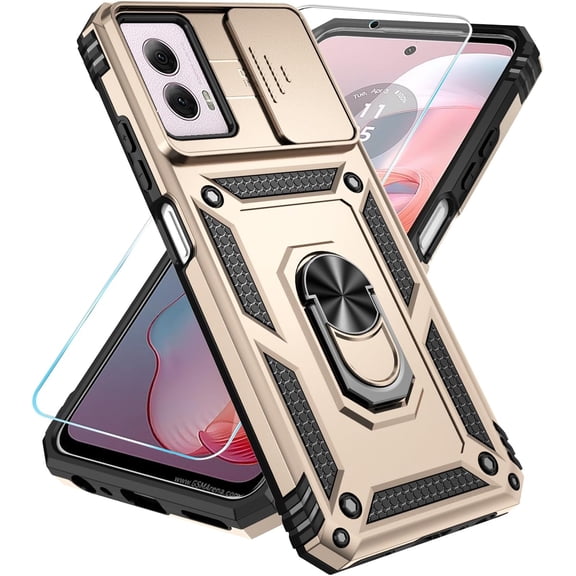 HCTian Case for Motorola Moto G Power 5G 2024 Case with HD Screen Protector & Slide Camera Cover & Kickstand, [Military-Grade] Phone Case for Motorola G Power 2024