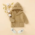 thumbnail image 4 of Verugu Toddler Baby Girls Boys Winter Coat Thicken Warm Jackets Baby Hooded Snow Outwear Coat Kids Solid Color Ears Hooded Knitted Tops Warm Coat Brown, 6-12 Months, 4 of 7