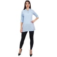 thumbnail image 3 of Phagun Women's Blue Casual 3/4 Sleeve Cotton Modal Embroidered Tunic Shirt-12, 3 of 10