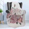 thumbnail image 4 of Rose Soft Flannel Fleece Blanket, Old Vintage Roses Corsage on Grunge Background Antique Romantic Springtime Art, Cozy Plush for Indoor and Outdoor Use, 70" x 90", Beige Rose Green, by Ambesonne, 4 of 5