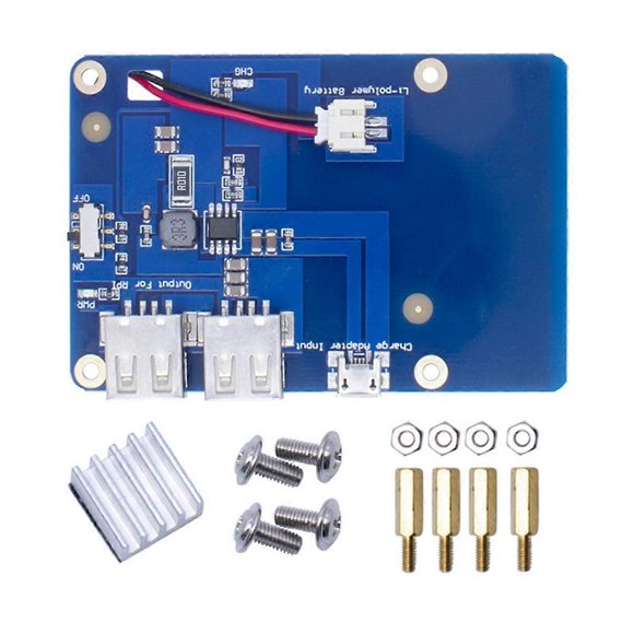 Lithium Battery Expansion Board Dual USB Power Supply Expansion Board with Switch for Raspberry Pi 3
