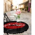 thumbnail image 4 of Fitted Round Tablecloths Table Covers 36-44in,Sexy Funny Kiss Lip Print Waterproof Elastic Edged Table Cloth for Kitchen Dining Holiday Party Tables Decor,Red Lipstick and White Quote on Black, 4 of 6