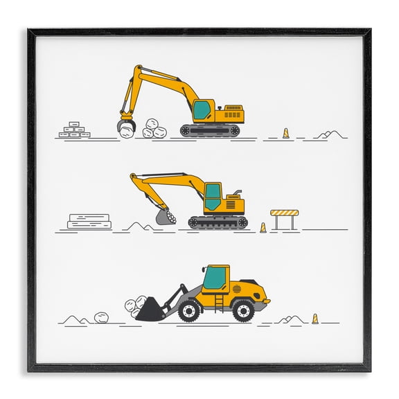 Stupell Industries Construction Digs Machine Black Framed Giclee Art, design by Creative Studio