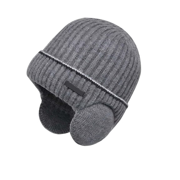 AJGRHE Winter Line Beanie Knit Hats with Ear Flaps for Men Women,Warm Thermal Stocking Caps for Outdoor Cold Weather Dark Gray One Size